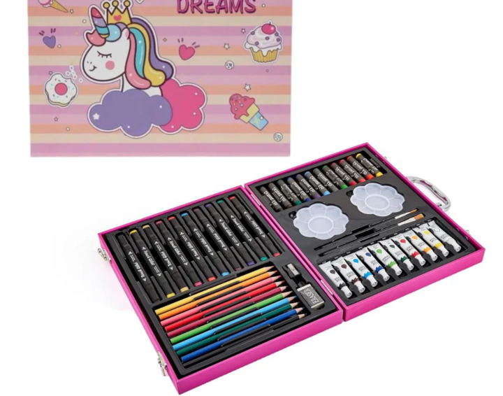 Unicorn Print Children Deluxe Art Drawing Set Art and Craftmini Suitcase, Drawing and Painting Set Best for Boys Girls Children - Image 2