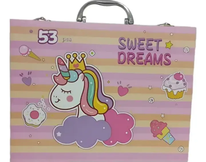 Unicorn Print Children Deluxe Art Drawing Set Art and Craftmini Suitcase, Drawing and Painting Set Best for Boys Girls Children