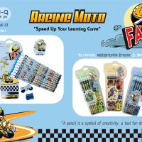 Racing Moto HB Graphite Rubber Tipped Pencils with 2 Bike Shaped Eraser & 2 Sharpner Suitable for School Kids Art Drawing Drafting Sketching Shading [Blue-Green]