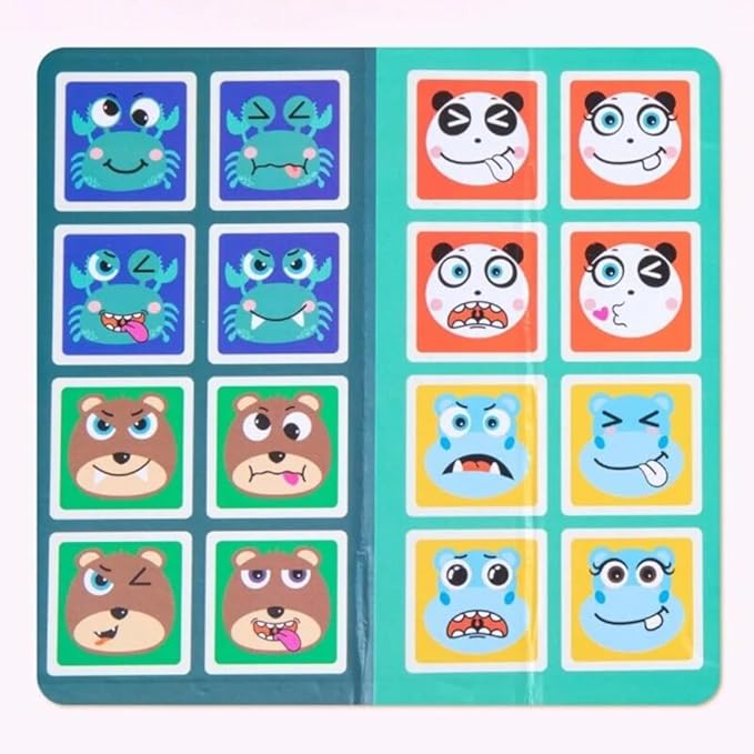 Rubik's Cube Logic Block Puzzle Game, Educational Toy for Kids 36+ Months, Wooden Building Blocks with Animal Face Cards - Image 3