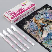 White ⚪Gel Pen Set, 4Pcs 0.8mm White Ink Gel Pen 🖊️ Greeting Card Marker Pens, Gel Ink Pens for Black Paper Drawing Sketching Illustration Card Making🌟🫧☄️