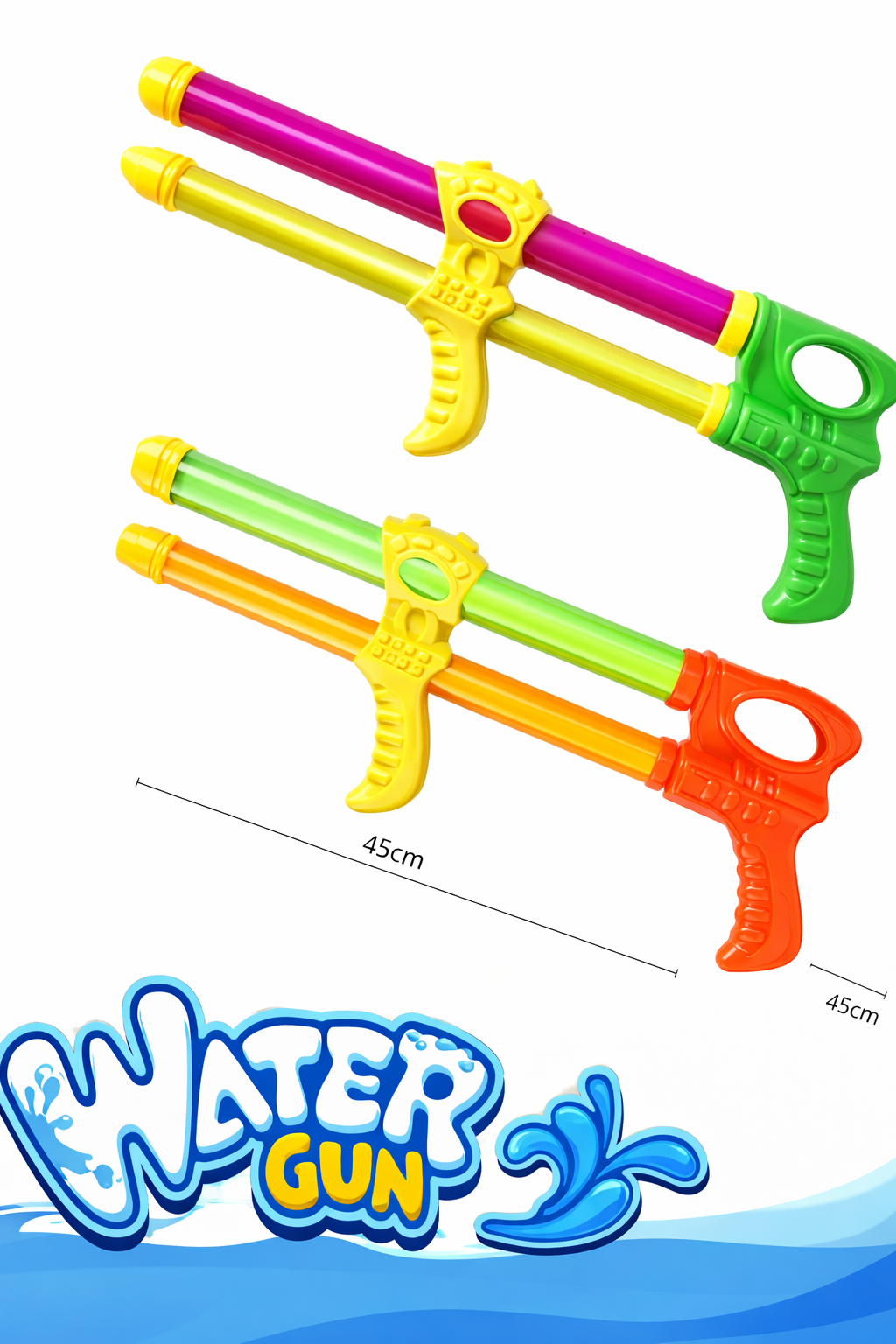 Double Barrel Water Gun – 45cm Pump Action High Pressure Water Blaster for Kids