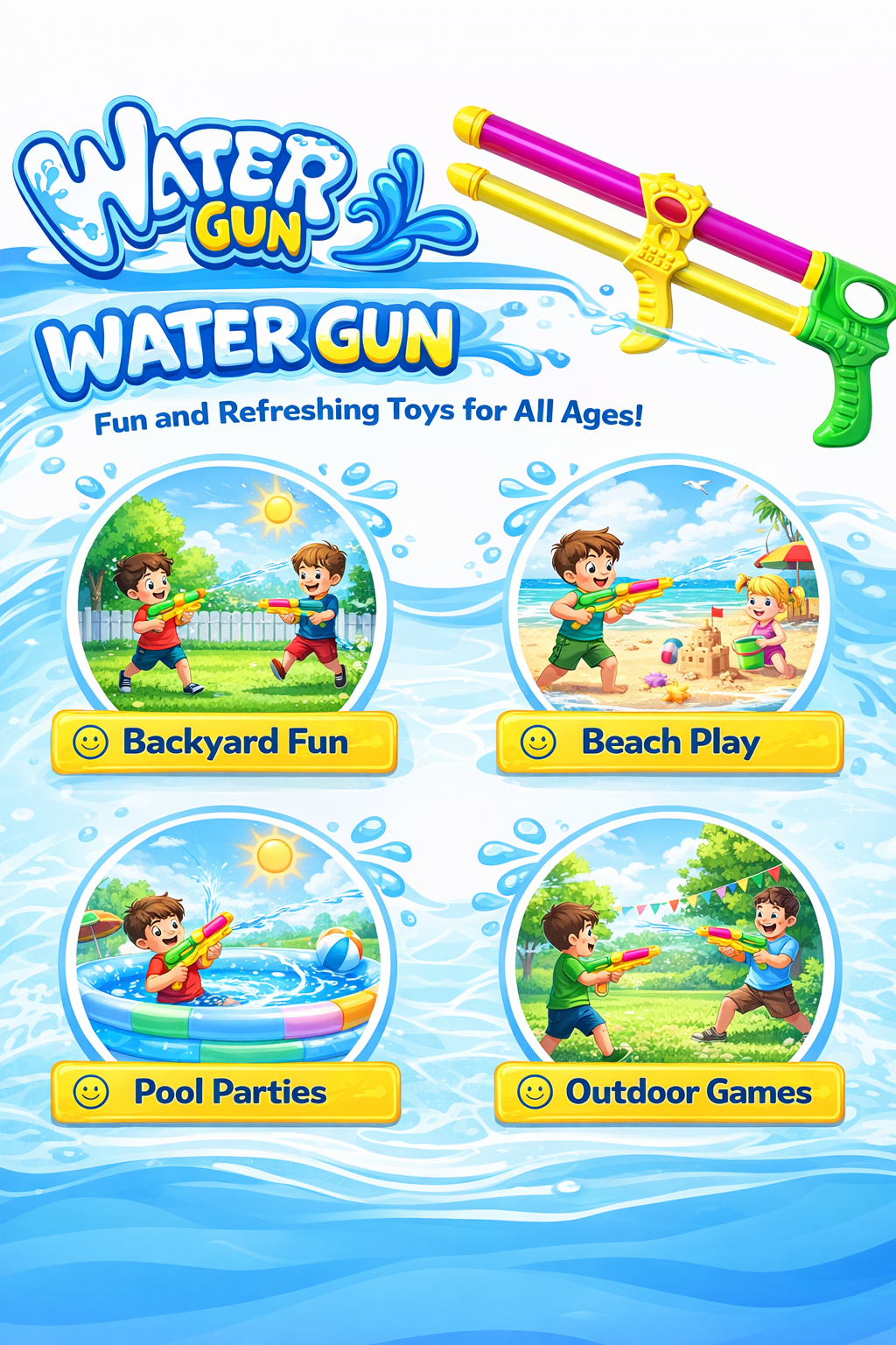 Double Barrel Water Gun – 45cm Pump Action High Pressure Water Blaster for Kids - Image 3