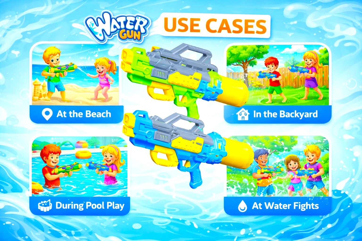 High Pressure Kids Water Gun Blaster – 1500ML Large Capacity Long Range Summer Water Shooter for Pool, Beach & Outdoor Play - Image 2