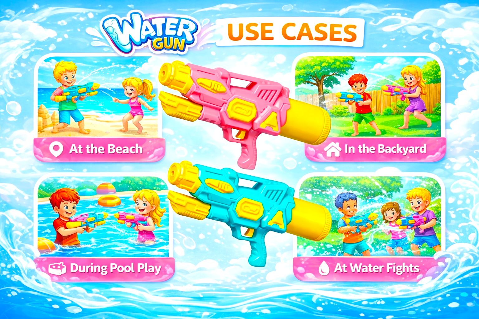Kids High-Pressure Water Gun Toy – 1500ML Large Capacity Long Range Summer Water Blaster for Pool & Outdoor Play - Image 3