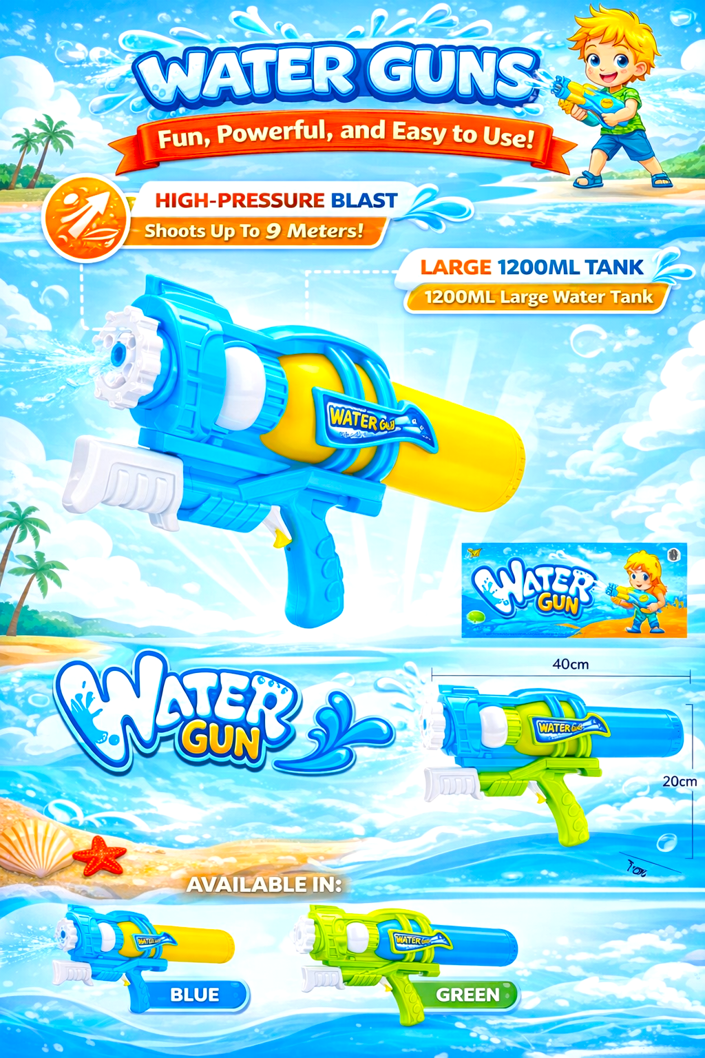 Large Capacity Water Gun – Durable High Pressure Outdoor Blaster - Image 2