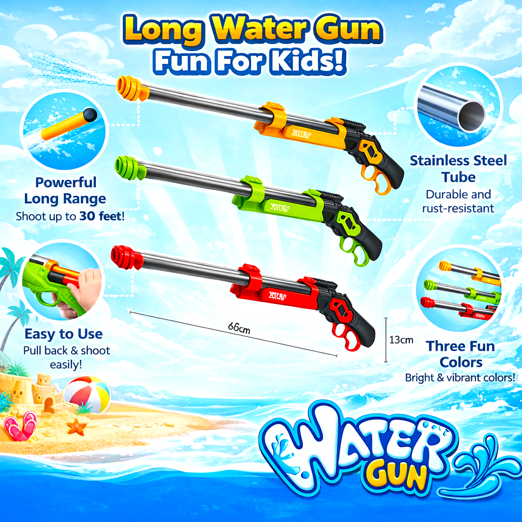 Long Range Kids Water Gun Toy – High Pressure Summer Water Blaster for Outdoor Beach & Pool Play - Image 2