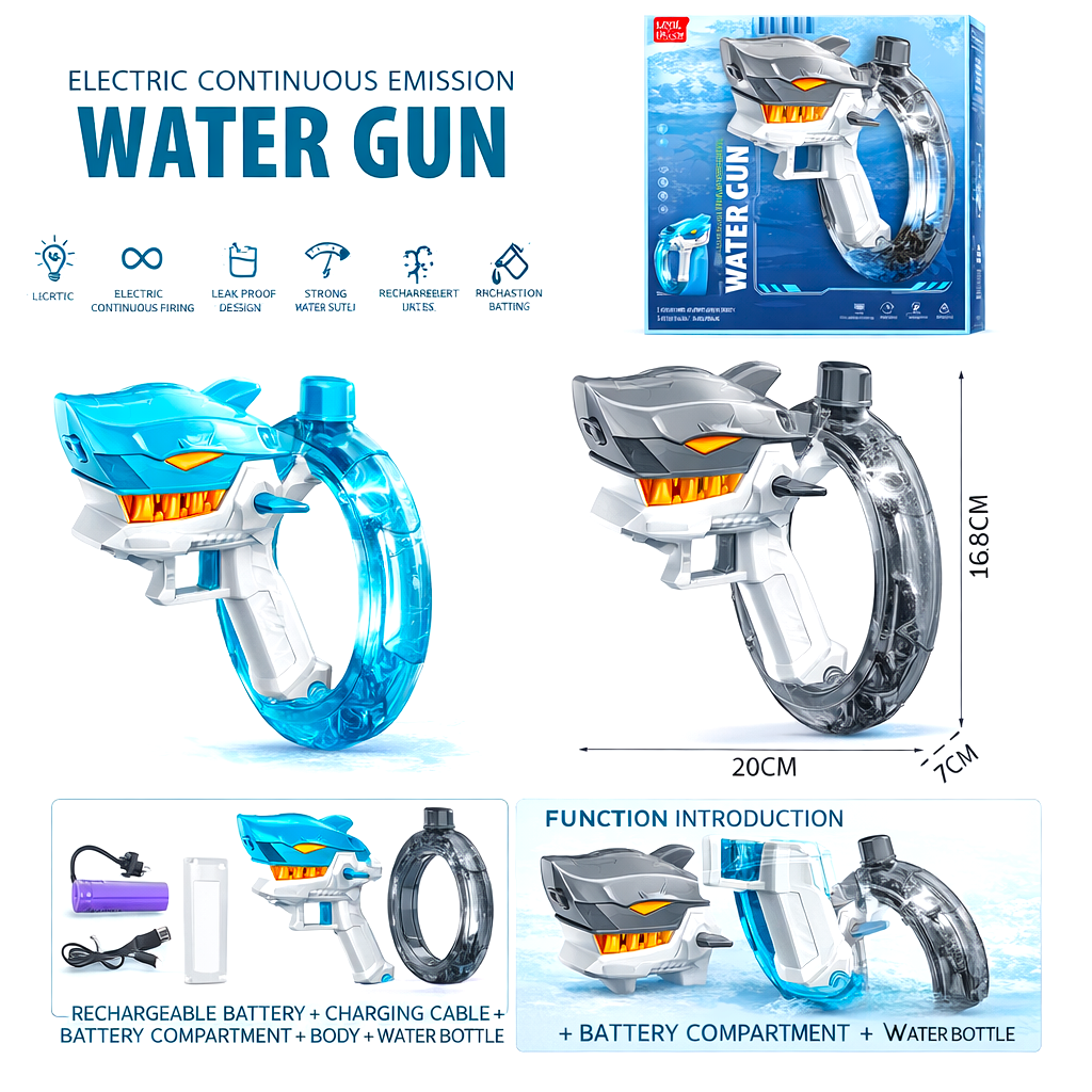 Electric Rechargeable Holi Pichkari Water Gun for Kids – High Pressure Continuous Spray Water Blaster with USB Charging for Holi Festival & Summer Outdoor Play