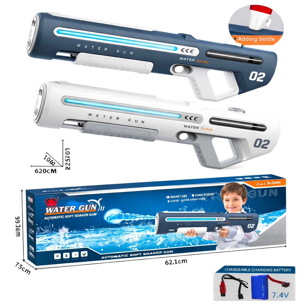 Electric Rechargeable Water Gun – 600ML Automatic High Pressure Water Blaster for Kids