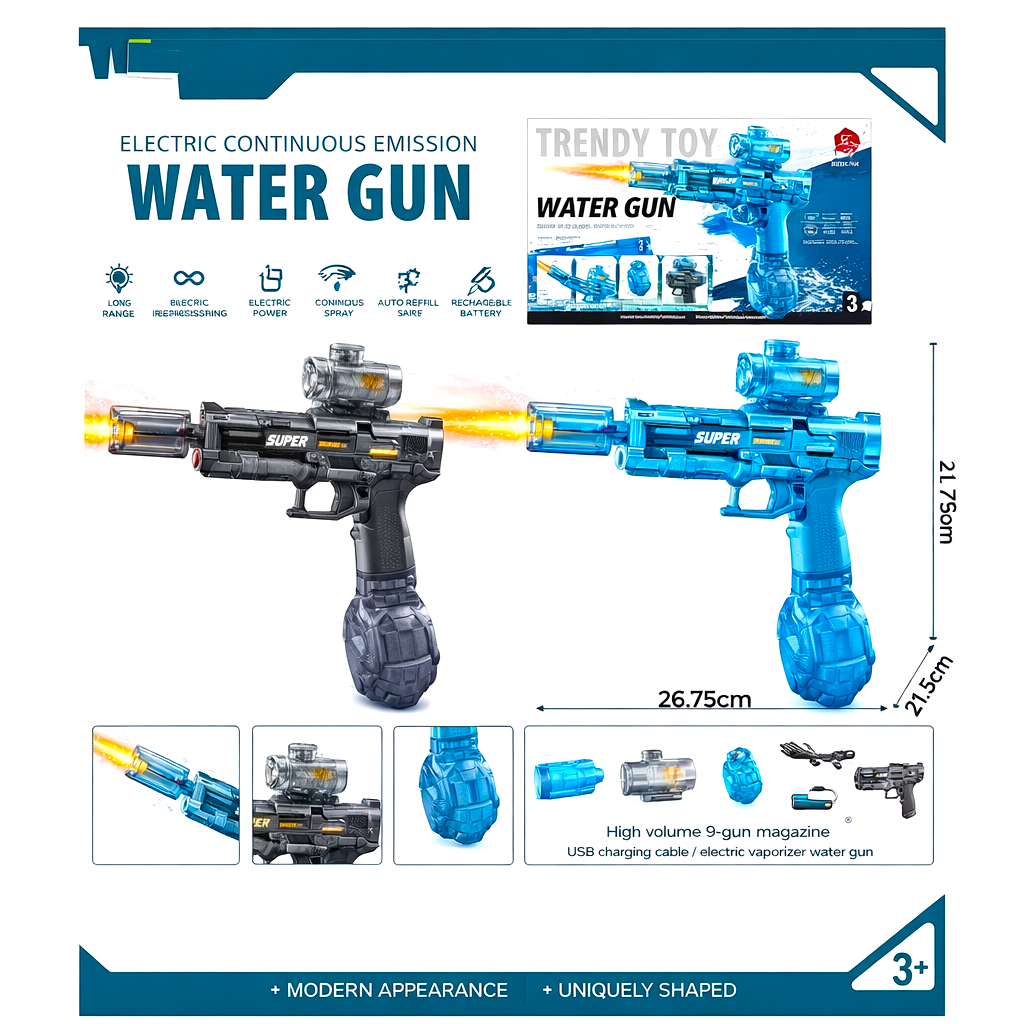 Electric Holi Pichkari Water Gun for Kids – Rechargeable Automatic High-Pressure Color Spray Blaster with USB Charging | Festival Outdoor Toy