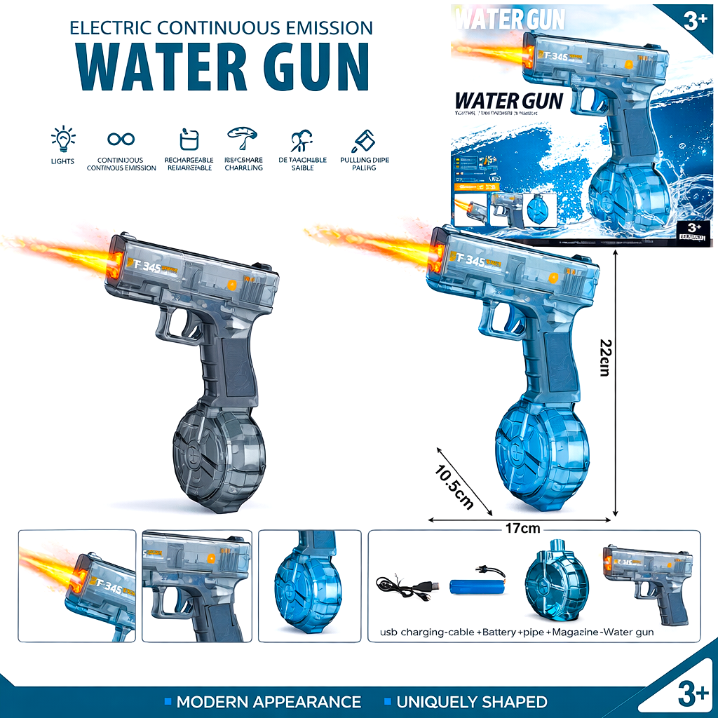 Holi Electric Water Gun Toy – Continuous Spray Rechargeable Pichkari