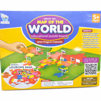 Puzzle World Map Educational Board for Kids 5+ | Geography Learning Toy with Flags & Capitals