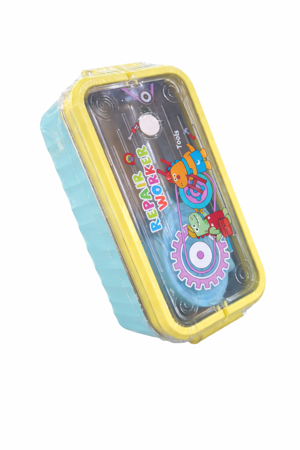 Kids Cartoon Lunch Box with Transparent Lid | Cute Repair Worker Design | Leakproof & Durable Tiffin Box for School Boys & Girls - Image 2