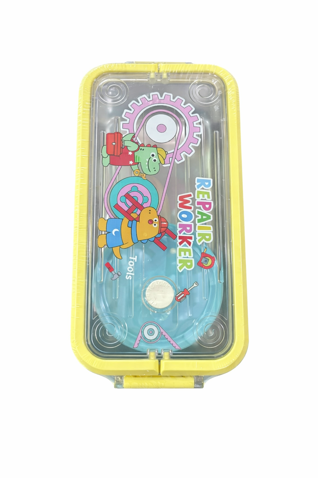 Kids Cartoon Lunch Box with Transparent Lid | Cute Repair Worker Design | Leakproof & Durable Tiffin Box for School Boys & Girls