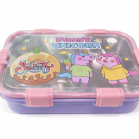Cute Unicorn Lunch Box for Kids | BPA-Free Plastic Tiffin Box with 4 Lock Clips | Leakproof Cartoon Lunch Box for School Girls & Boys | Pink Purple Food Storage Container