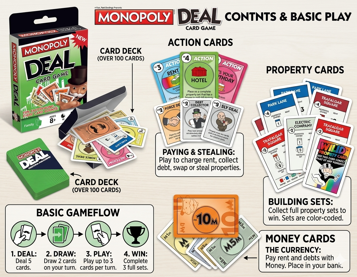 Monopoly Deal Card Game | Fast-Paced Family Card Game for Kids & Adults | 2-5 Players | Ages 8+ | Travel-Friendly Fun Game - Image 3
