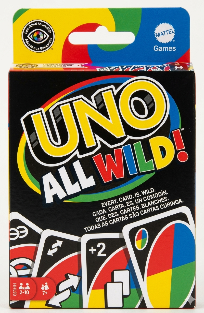 UNO All Wild Card Game Deck | Family Party Game for Kids & Adults | Easy to Play Travel Game | 2-10 Players | Age 7+