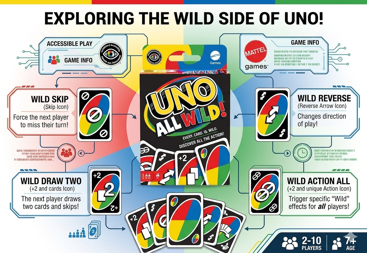 UNO All Wild Card Game Deck | Family Party Game for Kids & Adults | Easy to Play Travel Game | 2-10 Players | Age 7+ - Image 3