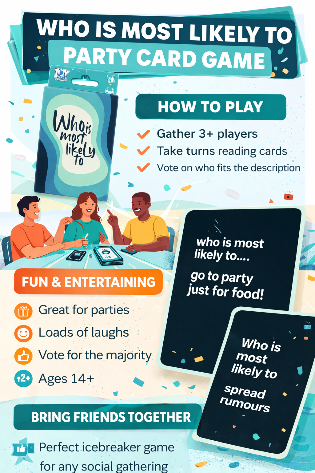 Who Is Most Likely To Card Game for Adults & Teens | Fun Party Game | Ice Breaker Drinking & Family Game | Group Game for Friends, Couples & Parties (14+ Age) - Image 3