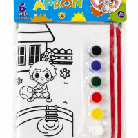 Kids Drawing Apron Painting Kit with 6 Water Colors for Boys & Girls | Reusable Coloring Apron for Kids Age 3+