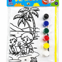 Kids Drawing Apron with 6 Water Colors for Painting & Coloring Activities