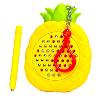 Mini Magnetism Pineapple Shape Writing & Learning Board Toy for Kids, Magnetic Drawing Board Game for Boys & Girls, Educational Puzzle & Fun Travel Toy