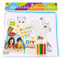 Washable Coloring Mat for Kids with Reusable Magic Pens | DIY Alphabet Drawing & Learning Mat for Boys & Girls Age 3+