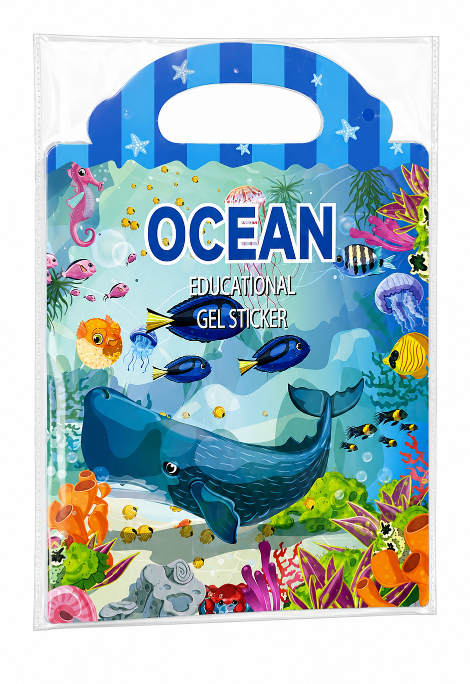 Ocean Educational Gel Sticker Book for Kids Reusable Sea Animal Learning Stickers Marine Life Activity Set Preschool Educational Toy