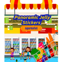 Panoramic Jelly Stickers Supermarket Theme Reusable Sticker Book for Kids | Educational Learning Activity Toy | Interactive Shopping Pretend Play Set for Boys & Girls Age 3+