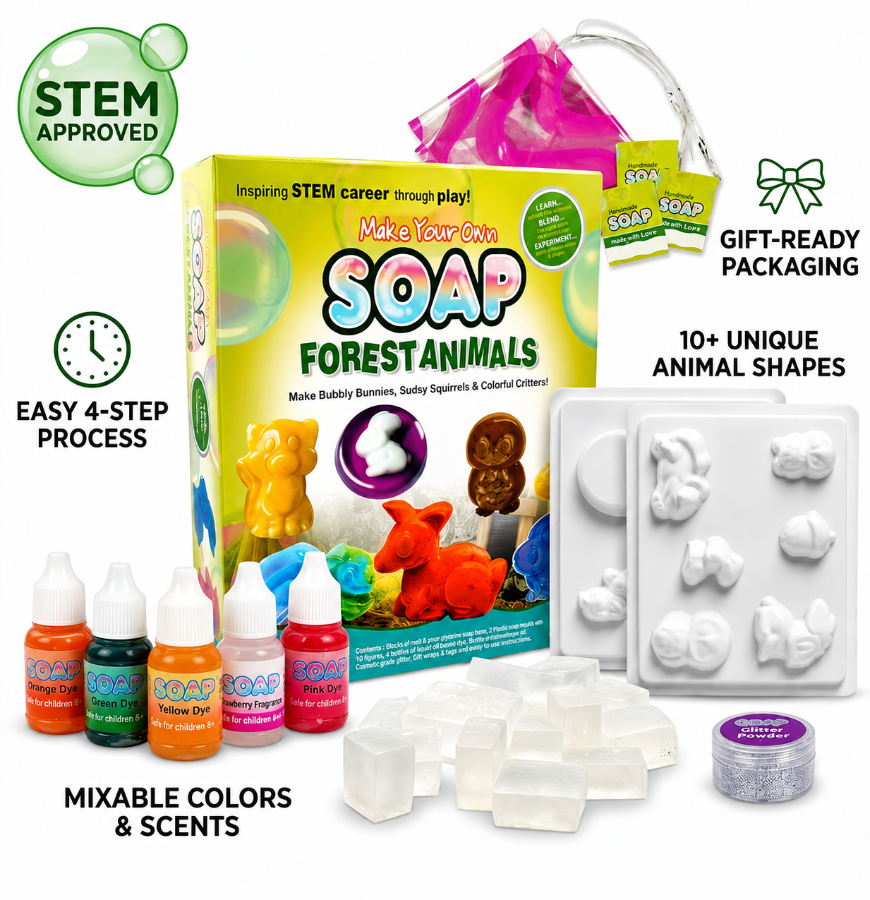 Soap Making Kit for Kids – Ekta Forest Animals STEM Science Craft Kit Age 8+ - Image 2